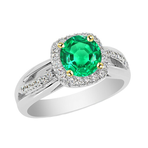 Emerald Precious Stone Ring 2-ct Two-Tone 14K Gold – main view
