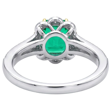 Fine Emerald Precious Stone Ring 3.50-ct 14 Karat Two Tone Gold – top view