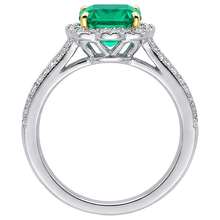 Precious Stone Ring 14 Karat Two Tone Gold with Fine Emerald – profile view