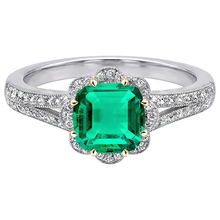 Precious Stone Ring 14 Karat Two Tone Gold with Fine Emerald – side view
