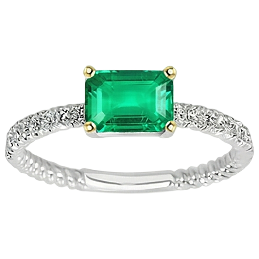 High-End Colombian Emerald Colored Stone Ring 2 ct – front view