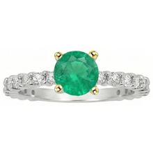 Colored Stone Ring 14 Karat Two Tone Gold with Colombian Emerald – side view