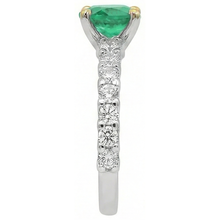 Colored Stone Ring 14 Karat Two Tone Gold with Colombian Emerald – profile view