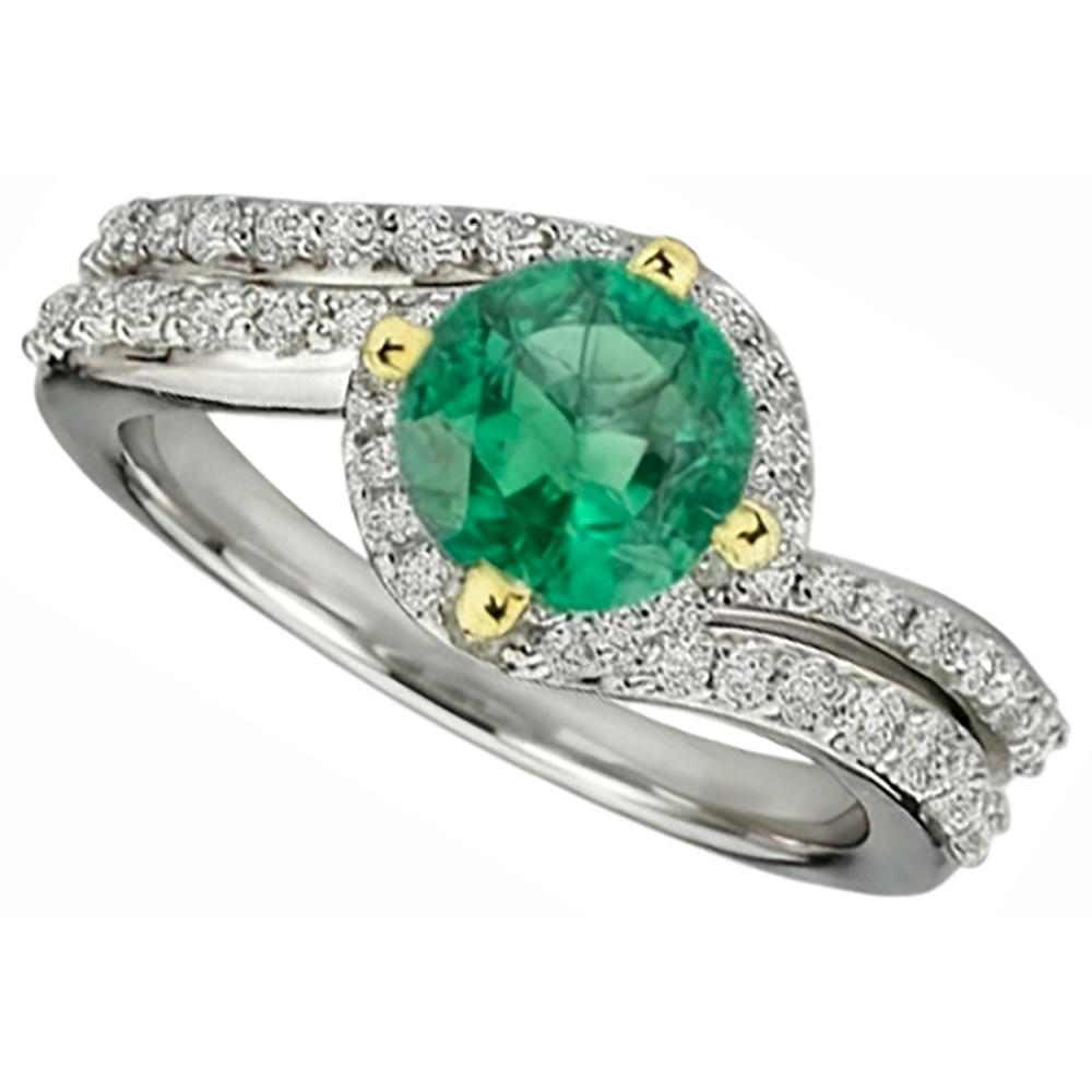 Natural Fine Emerald Gemstone Ring 2.50 ct Two-Tone 14K Gold – side view