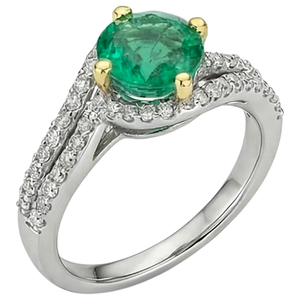 Natural Fine Emerald Gemstone Ring – angle view