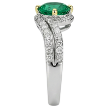 Gemstone Ring Two-Tone 14K Gold with Fine Emerald – top view