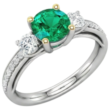 Precious Stone Ring 14K Two Tone Gold with Emerald – side view