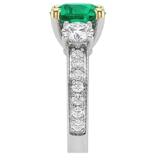 Genuine Emerald Precious Stone Ring 2 ct 14K Two Tone Gold – top view