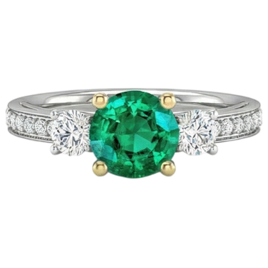 Genuine Emerald Precious Stone Ring – front view