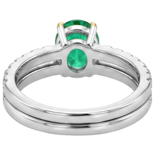 Authentic Colombian Emerald Precious Stone Ring 2.50 ct 14 Karat Two Tone Gold – back view
