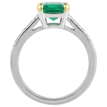 Colombian Emerald Gemstone Ring 2-ct 14 Karat Two Tone Gold – back view