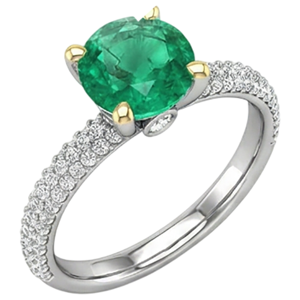 Fine Emerald Precious Stone Ring 1 ct – side view