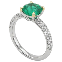 Precious Stone Ring 14K Two Tone Gold with Emerald – profile view