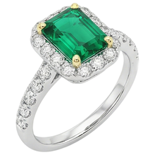 Emerald Gemstone Ring 2-ct 14 Karat Two Tone Gold – side view