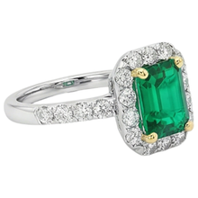 Genuine Emerald Gemstone Ring 2 ct 14 Karat Two Tone Gold – profile view