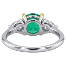Gemstone Ring 14K Two Tone Gold with Fine Emerald – detail view