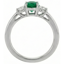Green Emerald With Natural Earth Mined DIAMOND ( NOT LAB GROWN ) Engagement Ring 3 Stone Prong Set 2.50 Ct. WG 14K
