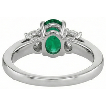 Green Emerald With Natural Earth Mined DIAMOND ( NOT LAB GROWN ) Engagement Ring 3 Stone Prong Set 2.50 Ct. WG 14K