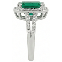 Green Emerald With Natural Earth Mined Diamond Wedding Ring White Gold 14K 8 Carats