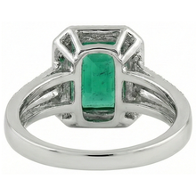Green Emerald With Natural Earth Mined Diamond Wedding Ring White Gold 14K 8 Carats