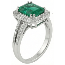 Green Emerald With Natural Earth Mined Diamond Wedding Ring White Gold 14K 8 Carats