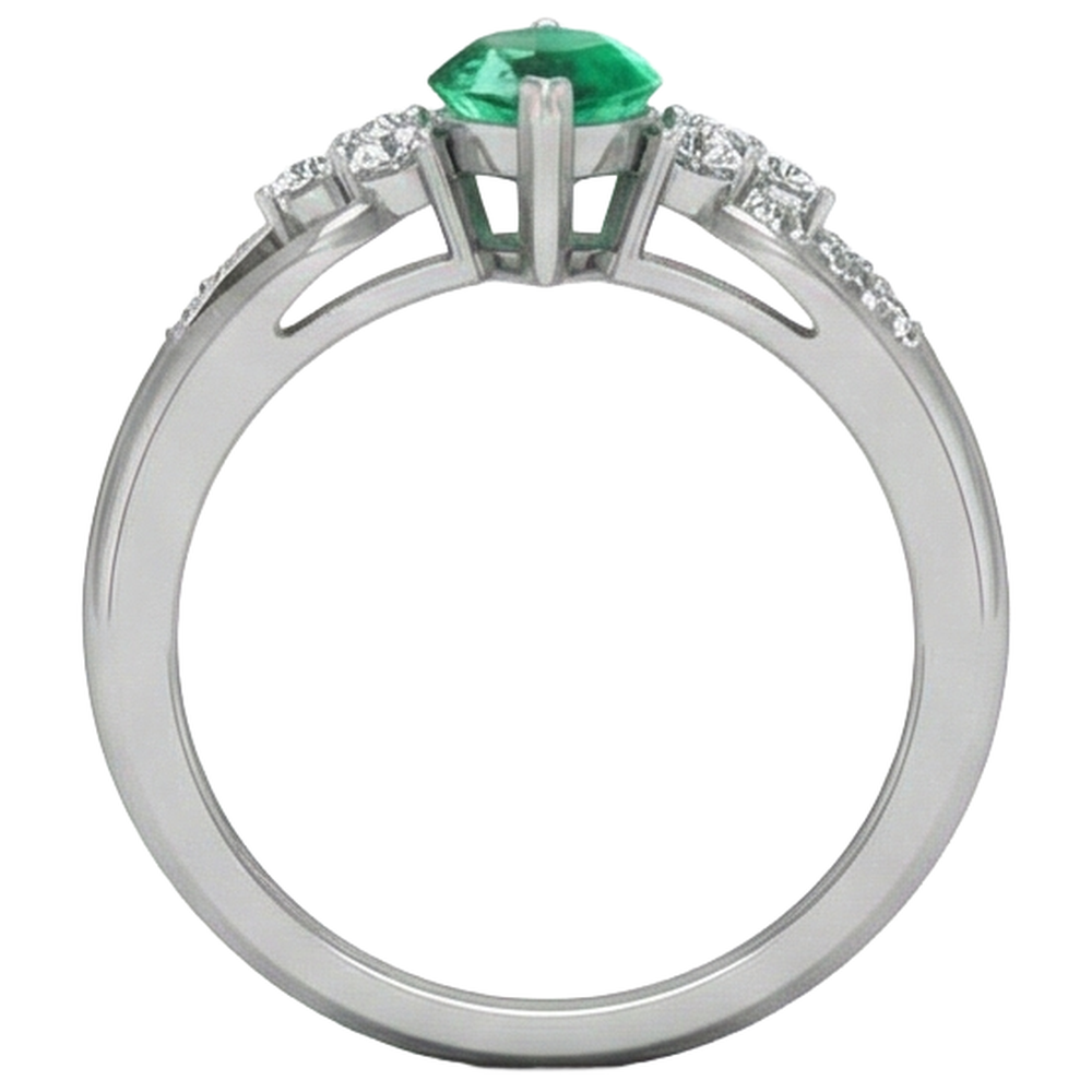 Green Emerald With Natural Earth Mined DIAMOND ( NOT LAB GROWN )s 2.75 Ct. Engagement Ring White Gold 14K