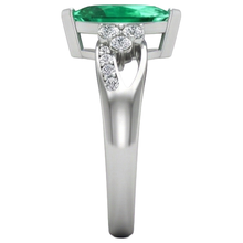 Green Emerald With Natural Earth Mined DIAMOND ( NOT LAB GROWN )s 2.75 Ct. Engagement Ring White Gold 14K
