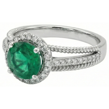 Green Emerald With Natural Earth Mined Diamonds 3.60 Carats Wedding Ring 14K White Gold