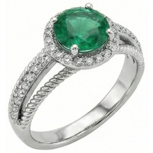 Green Emerald With Natural Earth Mined Diamonds 3.60 Carats Wedding Ring 14K White Gold