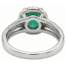 Green Emerald With Natural Earth Mined Diamonds 3.60 Carats Wedding Ring 14K White Gold