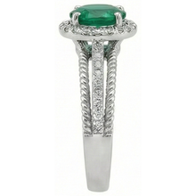 Green Emerald With Natural Earth Mined Diamonds 3.60 Carats Wedding Ring 14K White Gold