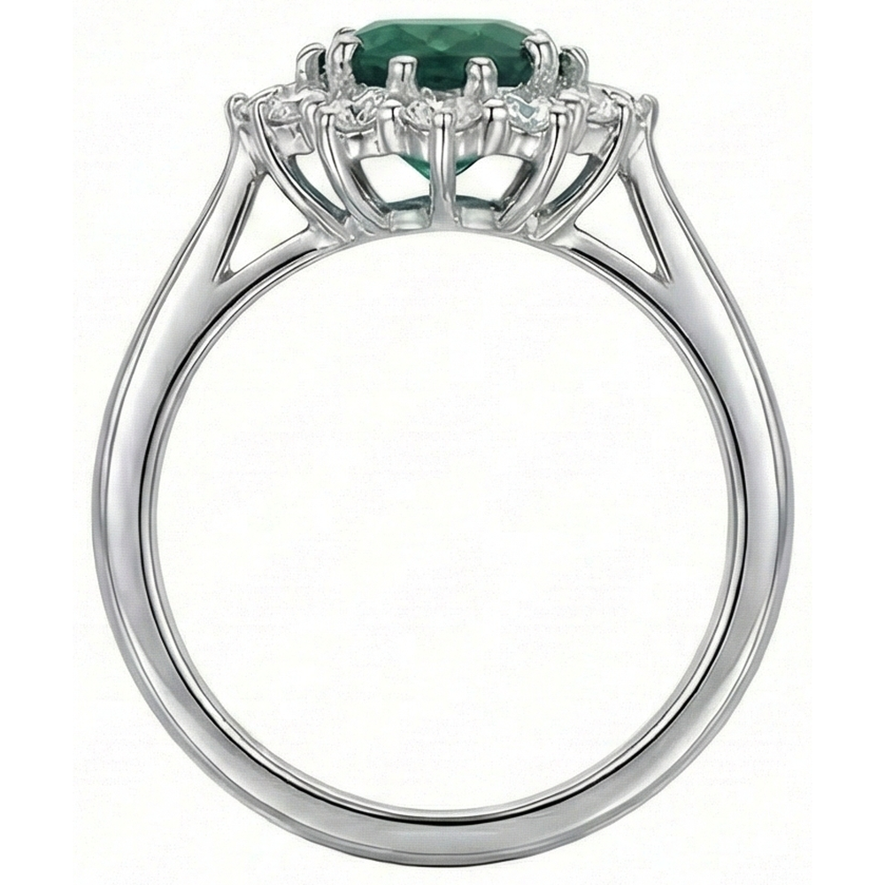 natural round emerald 3.50ct ring top view