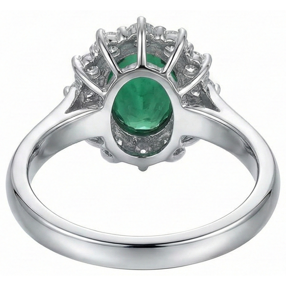 natural round emerald 3.50ct ring profile view