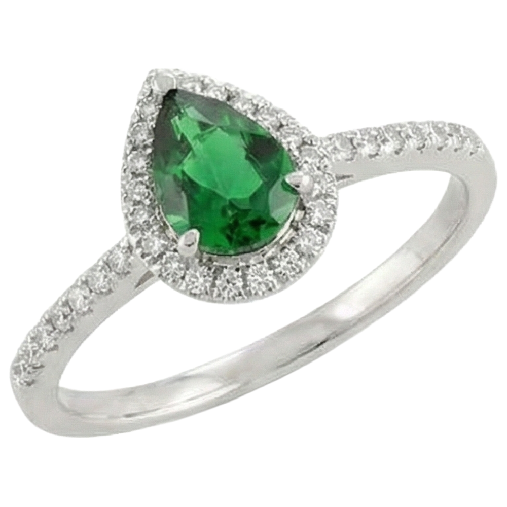 Green Emerald With White Natural Earth Mined DIAMOND ( NOT LAB GROWN )s 5.70 Ct. Ring 14K White Gold 14K