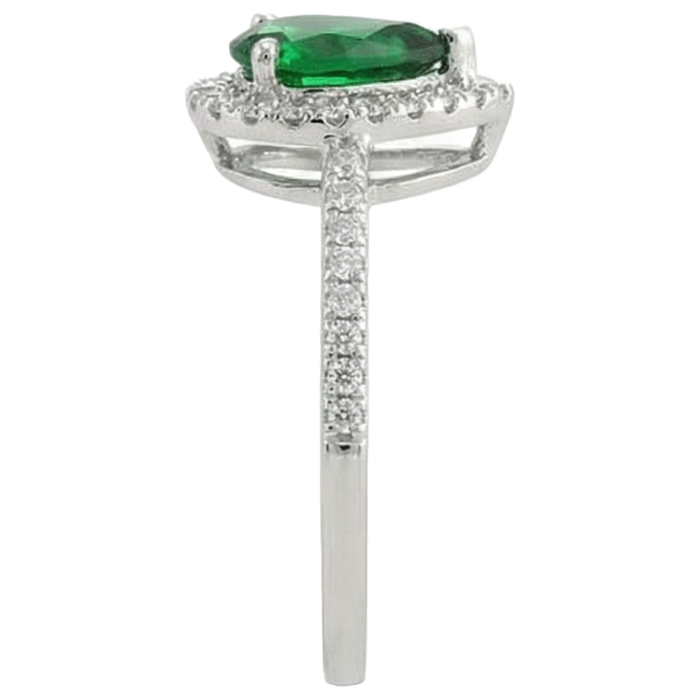 Green Emerald With White Natural Earth Mined DIAMOND ( NOT LAB GROWN )s 5.70 Ct. Ring 14K White Gold 14K