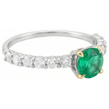 Emerald Colored Stone Ring 2-ct 14K Two Tone Gold – profile view