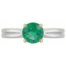 Colombian Emerald Gemstone Ring 2-ct 14K Two Tone Gold – front view