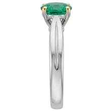 Gemstone Ring 14K Two Tone Gold with Colombian Emerald – profile view