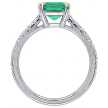 Emerald Colored Stone Ring 2.50-ct 14 Karat Two Tone Gold – top view