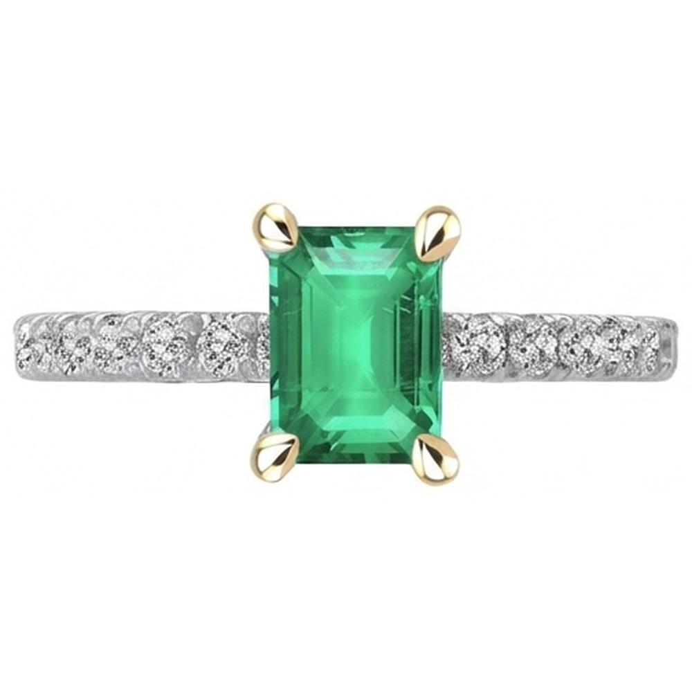 Genuine Emerald Colored Stone Ring – angle view
