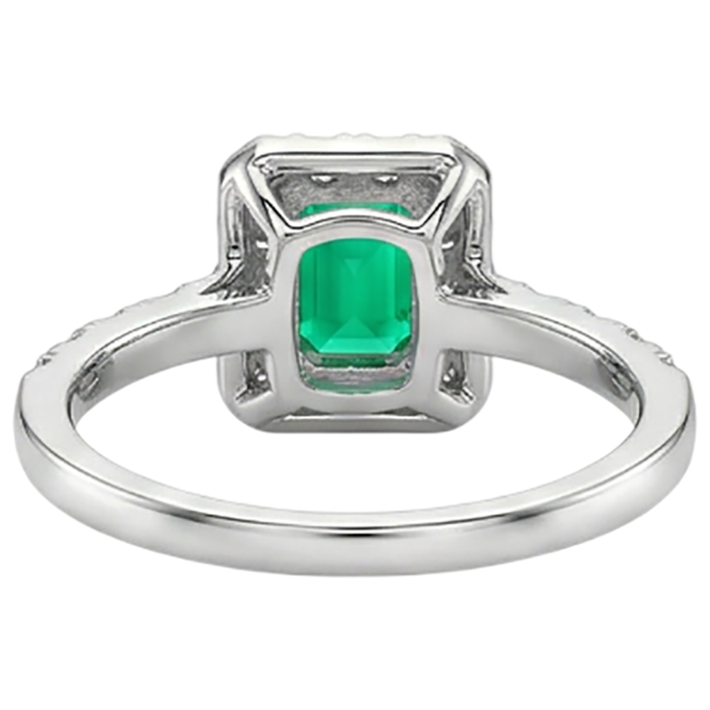 Earth-Mined Emerald Gemstone Ring 2 ct Two-Tone 14K Gold – detail view