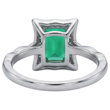 Fine Emerald Precious Stone Ring 2.50-ct 14 Karat Two Tone Gold – back view