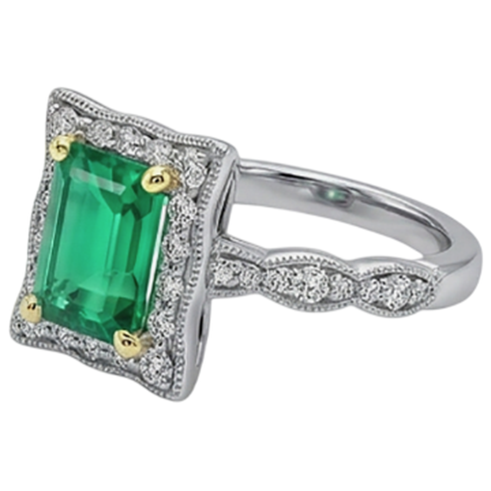 Brilliant Fine Emerald Precious Stone Ring 2.50 ct – profile view