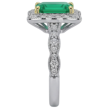 Precious Stone Ring 14 Karat Two Tone Gold with Fine Emerald – top view