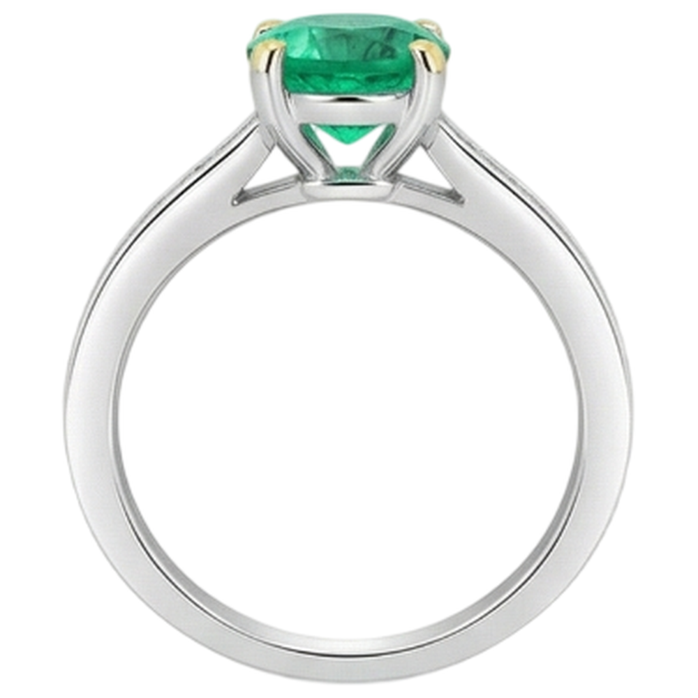Fine Emerald Colored Stone Ring 2.50-ct 14 Karat Two Tone Gold – back view