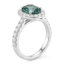 Green Sapphire Halo Oval Cocktail Ring
