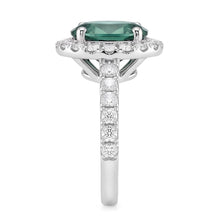 Green Sapphire Halo Oval Cocktail Ring