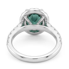Green Sapphire Halo Oval Cocktail Ring