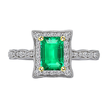Natural Fine Emerald Precious Stone Ring 2.50 ct 14 Karat Two Tone Gold – main view