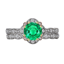 Fine Emerald Round Cut Precious Stone Ring in 14K – main view